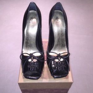 Bakers Black Patent Wedge Heels